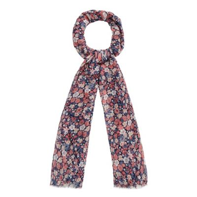 Navy floral print scarf